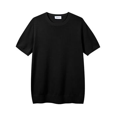 Diana Studio Rakad T-shirt i mesh, herr, 100% extra förkrympt lätt bomull, korta ärmar, avslappnad passform, Svart, L Diana Studio Rakad T-shirt i mesh, herr, 100% extra förkrympt lätt bomull, korta ärmar, avslappnad passform, Svart, L