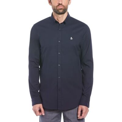 Original Penguin herr Ecovero Oxford stretchskjorta långärmad knapp, Mörk safir, M Original Penguin herr Ecovero Oxford stretchskjorta långärmad knapp, Mörk safir, M