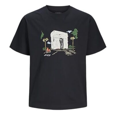 JACK & JONES Jormanchester sketch Tee Ss Crew Neck, svart, M JACK & JONES Jormanchester sketch Tee Ss Crew Neck, svart, M