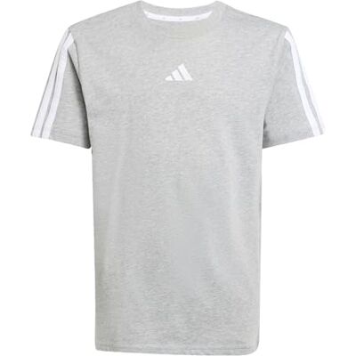 adidas unisex barn Essentials 3 Stripes Shirt, medium grey heather/white, 11-12 Years adidas unisex barn Essentials 3 Stripes Shirt, medium grey heather/white, 11-12 Years