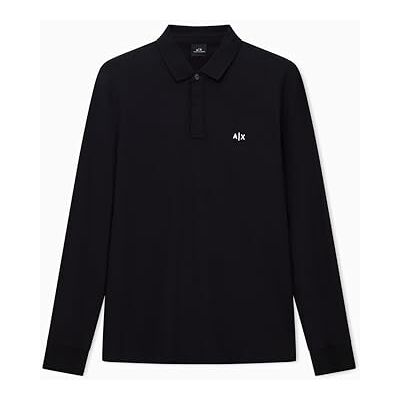 Giorgio Armani Men's Essential, långärmad side-monogram logo pikétröja, svart, S, svart, S Giorgio Armani Men's Essential, långärmad side-monogram logo pikétröja, svart, S, svart, S