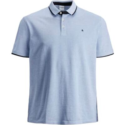 JACK & JONES herr passform pikétröja JJEPAULOS uni sommar skjorta kort arm piké bomull stor storlek, Ljus kobolt/detaljer: ps, 6XL JACK & JONES herr passform pikétröja JJEPAULOS uni sommar skjorta kort arm piké bomull stor storlek, Ljus kobolt/detaljer: ps, 6XL
