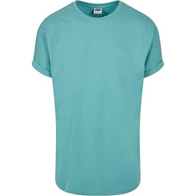 Urban Classics T-shirt för män, lång formad Turnup t-shirt, avslappnad t-shirt för män, i långt snitt, finns i många färger, storlekar XS-5XL, Glas, M Urban Classics T-shirt för män, lång formad Turnup t-shirt, avslappnad t-shirt för män, i långt snitt, finns i många färger, storlekar XS-5XL, Glas, M
