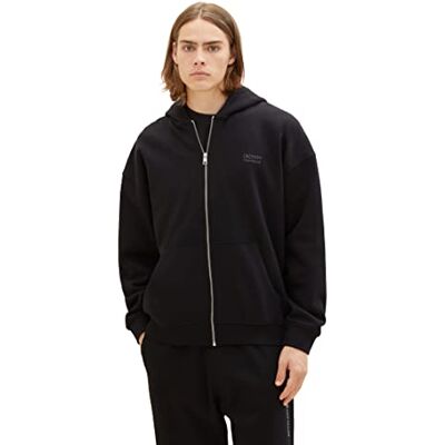 TOM TAILOR Denim herr avslappnad passform huvtröja sweatjacka med ryggtryck, 29999-svart, L TOM TAILOR Denim herr avslappnad passform huvtröja sweatjacka med ryggtryck, 29999-svart, L