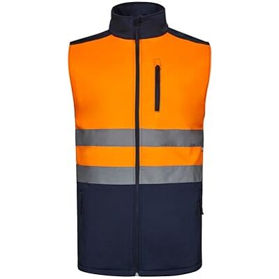 VELILLA 305906; Tvåfärgad mjuk skalväst, marinblå och fluorescerande orange; storlek S, Marinblå och orange, S VELILLA 305906; Tvåfärgad mjuk skalväst, marinblå och fluorescerande orange; storlek S, Marinblå och orange, S