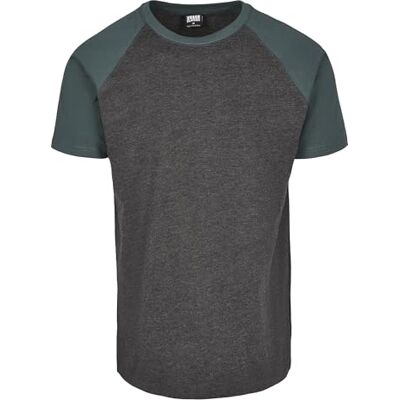 Urban Classics T-shirt för män med raglan kontrast, Kol/flaskgrön, S Urban Classics T-shirt för män med raglan kontrast, Kol/flaskgrön, S
