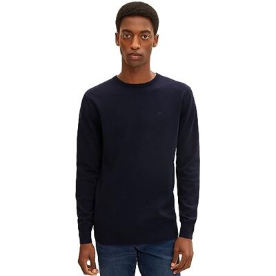 TOM TAILOR herr Tröja 1012819, 13160 – stickad marinblå melerad, XXL TOM TAILOR herr Tröja 1012819, 13160 – stickad marinblå melerad, XXL