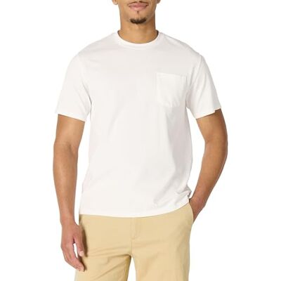 Amazon Essentials mäns t-shirt med avslappnad passform tungvikt bomull ficka, Vitt, XL Amazon Essentials mäns t-shirt med avslappnad passform tungvikt bomull ficka, Vitt, XL