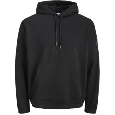 JACK & JONES Jjwaffle Daytona Sweat Hood, svart, XS JACK & JONES Jjwaffle Daytona Sweat Hood, svart, XS