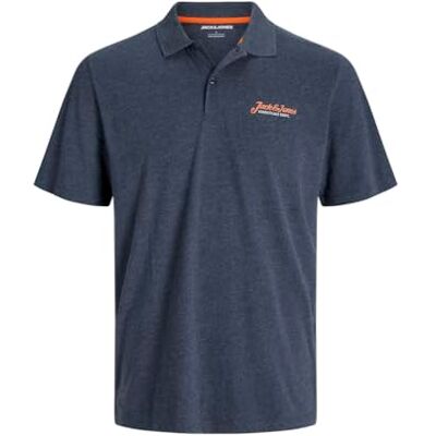 JACK & JONES Herr Jjerik Polo Ss skjorta, Marinblå kavaj/detalj: Mélange, XS JACK & JONES Herr Jjerik Polo Ss skjorta, Marinblå kavaj/detalj: Mélange, XS