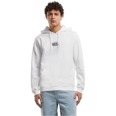 Tee USA College Wording Patch Hoody, Vit, XS Tee USA College Wording Patch Hoody, Vit, XS