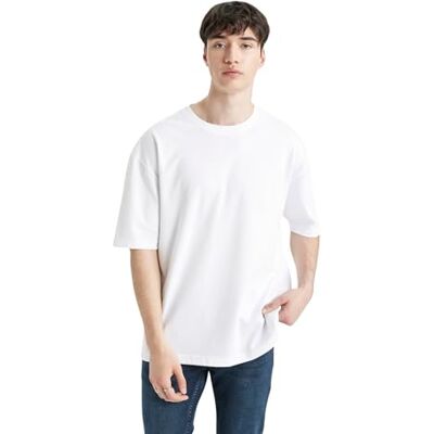 DeFacto Basic T-shirt för män – klassisk t-shirt för män, Vit, XXL DeFacto Basic T-shirt för män – klassisk t-shirt för män, Vit, XXL