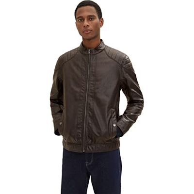 TOM TAILOR Herr Bikerjacka i konstläder 1026337, 31523 Espresso Brown Fake Leather, M TOM TAILOR Herr Bikerjacka i konstläder 1026337, 31523 Espresso Brown Fake Leather, M