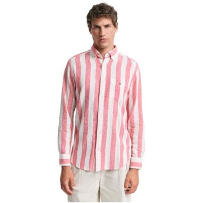 GANT REG COTTON LINEN BOLD STRIPE SHIRT, Tegel röd, L GANT REG COTTON LINEN BOLD STRIPE SHIRT, Tegel röd, L