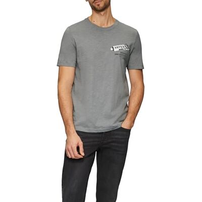 s.Oliver Bomulls-t-shirt med tryck fram och flamgarnstruktur, 95d2, S s.Oliver Bomulls-t-shirt med tryck fram och flamgarnstruktur, 95d2, S