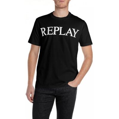 Replay herr basic t-shirt rund hals kortärmad, 098 svart, M Replay herr basic t-shirt rund hals kortärmad, 098 svart, M
