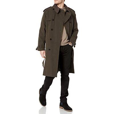 London Fog Ikonisk dubbelbröstad trenchcoat för män med dragkedja och avtagbar trenchcoat med topp krage London Fog Ikonisk dubbelbröstad trenchcoat för män med dragkedja och avtagbar trenchcoat med topp krage