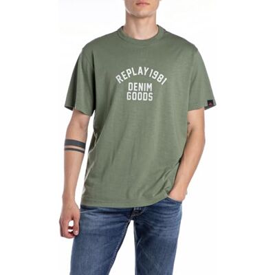 Replay Herr regular fit T-shirt av bomull, 438 Militär, XS Replay Herr regular fit T-shirt av bomull, 438 Militär, XS