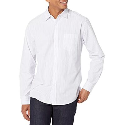 Amazon Essentials Men's Långärmad ledig poplinskjorta med normal passform, Lavendel Vit Vertikal rand, XL Amazon Essentials Men's Långärmad ledig poplinskjorta med normal passform, Lavendel Vit Vertikal rand, XL