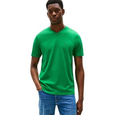 Tommy Hilfiger Herr T-shirt Kortärmad Essential T-shirt V-ringad T-shirt, Olympic Green, M Tommy Hilfiger Herr T-shirt Kortärmad Essential T-shirt V-ringad T-shirt, Olympic Green, M
