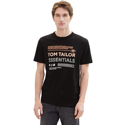 TOM TAILOR T-shirt för män, 29999 Svart, M TOM TAILOR T-shirt för män, 29999 Svart, M
