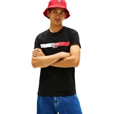 Tommy Jeans herr TJM Reg Signature Stripe T Ext DM0DM22539 S/S t-shirt, svart (svart), 3XL Tommy Jeans herr TJM Reg Signature Stripe T Ext DM0DM22539 S/S t-shirt, svart (svart), 3XL