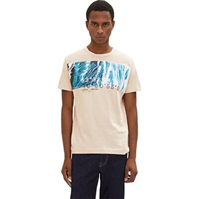 TOM TAILOR Herr T-shirt 1035550, 31509 Caramel Beige Fine Stripe, L TOM TAILOR Herr T-shirt 1035550, 31509 Caramel Beige Fine Stripe, L