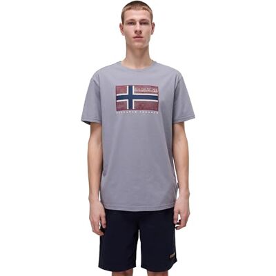 Napapijri Semiles Short Sleeve T-shirt Owl grå, L herr, Uggla grå, L Napapijri Semiles Short Sleeve T-shirt Owl grå, L herr, Uggla grå, L