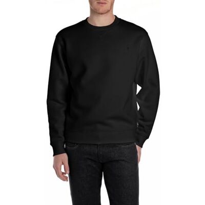 Replay herr basic sweatshirt rund hals, 098 svart, L Replay herr basic sweatshirt rund hals, 098 svart, L