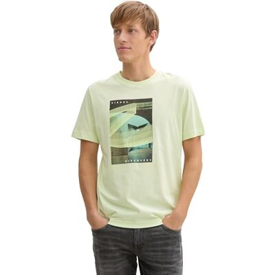 TOM TAILOR T-shirt för män med fototryck, 29078 – Lime Cream Green, XL TOM TAILOR T-shirt för män med fototryck, 29078 – Lime Cream Green, XL