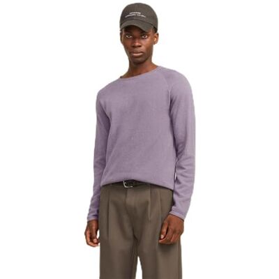 JACK & JONES Jjehill Knit Crew Neck Noos herrtröja, Grå ridge/detaljer: vridning, L JACK & JONES Jjehill Knit Crew Neck Noos herrtröja, Grå ridge/detaljer: vridning, L