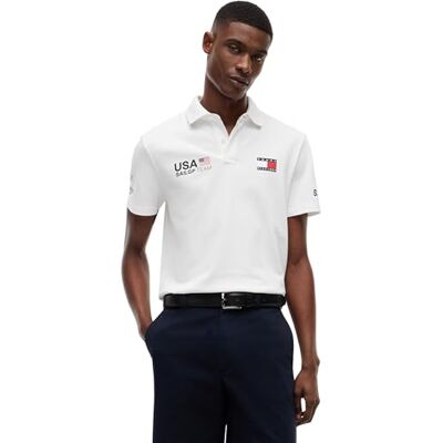 Tommy Hilfiger Herr US SAILGP Replica Polo MW0MW44689 S/S Polo, Vit, S Tommy Hilfiger Herr US SAILGP Replica Polo MW0MW44689 S/S Polo, Vit, S