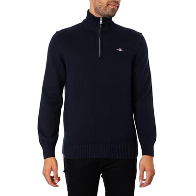 GANT Herr casual bomull halfzip tröja, Kväll, S GANT Herr casual bomull halfzip tröja, Kväll, S