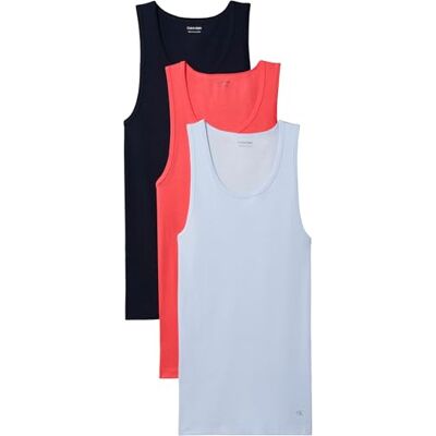 Calvin Herr Tank 3Pk Lv00Nb4036 Tank Top, Rosa (Strandlinje W Punch Pink EMB/Punch PI), S Calvin Herr Tank 3Pk Lv00Nb4036 Tank Top, Rosa (Strandlinje W Punch Pink EMB/Punch PI), S