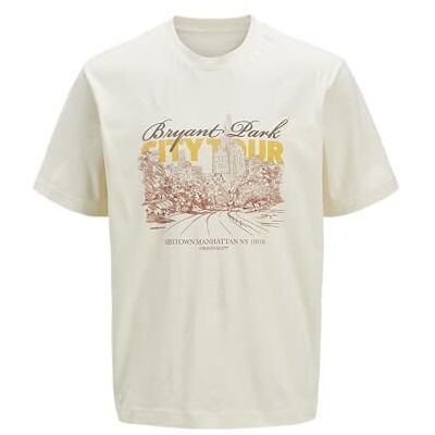 JACK & JONES Jorboston Graphic Type Tee Ss Crew Neck, Antik vit, S JACK & JONES Jorboston Graphic Type Tee Ss Crew Neck, Antik vit, S