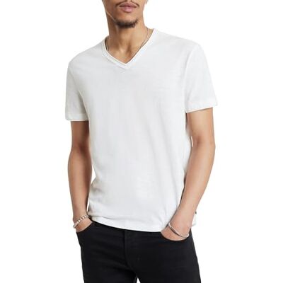 John Varvatos Star USA herr kortärmad snurrad V-ringad med skuren rå kant t-shirt John Varvatos Star USA herr kortärmad snurrad V-ringad med skuren rå kant t-shirt