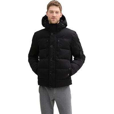 TOM TAILOR herr 1041323 buffertjacka med avtagbar huva, 29999 Svart, XXL TOM TAILOR herr 1041323 buffertjacka med avtagbar huva, 29999 Svart, XXL