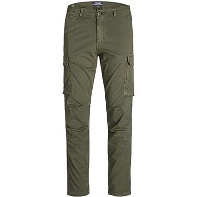 JACK & JONES Cargobyxor för män, tapered fit cargobyxor, Olivnatt/detalj: solid, 32W / 34L JACK & JONES Cargobyxor för män, tapered fit cargobyxor, Olivnatt/detalj: solid, 32W / 34L