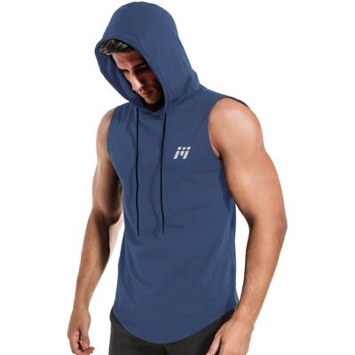 MEETWEE Mäns tanktopp, sportskjorta med huva, ärmlösa muskelskjortor, fitness, ärmlös skjorta, andas, löpartröja, armskjortor, huvtröja för gym, löpning, träning, Ljusblå, L MEETWEE Mäns tanktopp, sportskjorta med huva, ärmlösa muskelskjortor, fitness, ärmlös skjorta, andas, löpartröja, armskjortor, huvtröja för gym, löpning, träning, Ljusblå, L