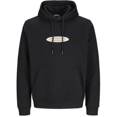 JACK & JONES Jcopacer Logo Print Sweat Hood, svart, M JACK & JONES Jcopacer Logo Print Sweat Hood, svart, M