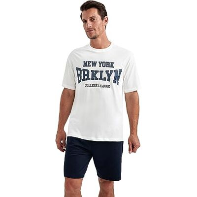 DeFacto Basic T-shirt för män – klassisk t-shirt för män, ecru, XS DeFacto Basic T-shirt för män – klassisk t-shirt för män, ecru, XS