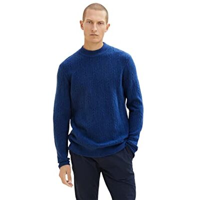 TOM TAILOR Herr Stickad tröja med flätmönster 1033661, 19168 Hockey Blue, M TOM TAILOR Herr Stickad tröja med flätmönster 1033661, 19168 Hockey Blue, M