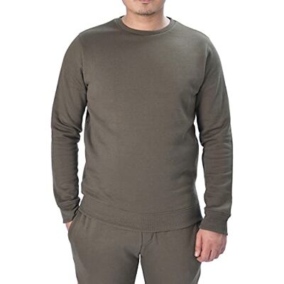 M17 Återvunnen klassisk tröja med rund hals sweatshirt ledig pullover långärmad topp enkel jumper, Khaki grön, S M17 Återvunnen klassisk tröja med rund hals sweatshirt ledig pullover långärmad topp enkel jumper, Khaki grön, S