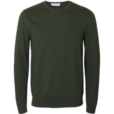 SELECTED HOMME stickad tröja för män, långärmad, Skogsnatt, XXL SELECTED HOMME stickad tröja för män, långärmad, Skogsnatt, XXL