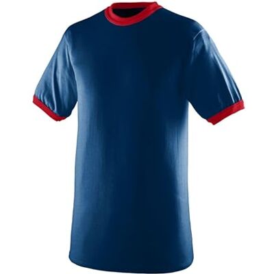 Augusta Sportswear X-Large herrtröja t-shirt – mjuk jersey stickad t-shirt med kontrastkrage, manschetter och klassiska set-in ärmar, marinblå/röd Augusta Sportswear X-Large herrtröja t-shirt – mjuk jersey stickad t-shirt med kontrastkrage, manschetter och klassiska set-in ärmar, marinblå/röd