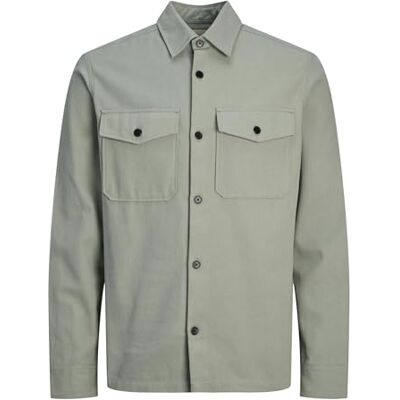 JACK & JONES JPRCCROY Spring SOLID Overshirt L/S SN, Lily Pad/passform: bekväm passform, XS JACK & JONES JPRCCROY Spring SOLID Overshirt L/S SN, Lily Pad/passform: bekväm passform, XS
