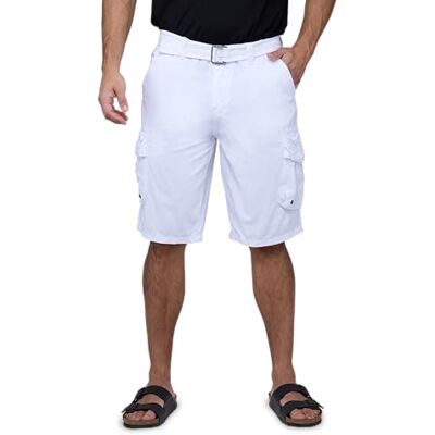 X RAY RAW X Herr bältade cargoshorts, avslappnad passform casual knälånga cargoshorts för män (stora och höga shorts för män), Dold tryckficka – vit, 50 X RAY RAW X Herr bältade cargoshorts, avslappnad passform casual knälånga cargoshorts för män (stora och höga shorts för män), Dold tryckficka – vit, 50