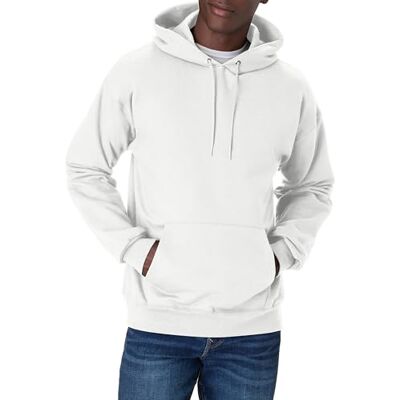 Hanes Ultimate-sweatshirt i bomull, Vitt, L Hanes Ultimate-sweatshirt i bomull, Vitt, L