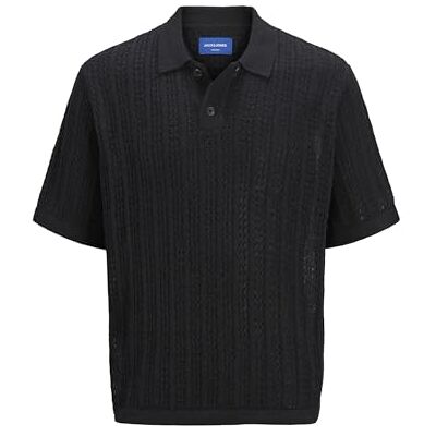 JACK & JONES Jorfinn Knit Ss Polo Sn, svart, XXL JACK & JONES Jorfinn Knit Ss Polo Sn, svart, XXL