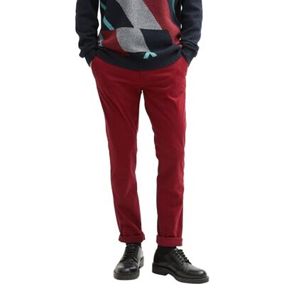 TOM TAILOR herr slim fit chinos byxor med bälte, 13721 – Vinröd, 38W / 34L TOM TAILOR herr slim fit chinos byxor med bälte, 13721 – Vinröd, 38W / 34L